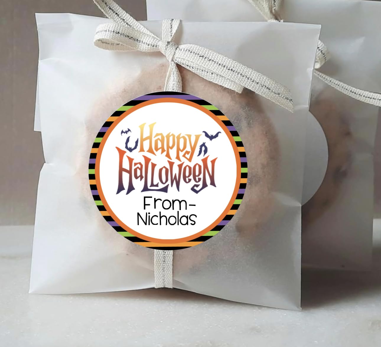 Personalized Customized Halloween Party Favor Thank You Stickers - Round Labels - Choose Your Size