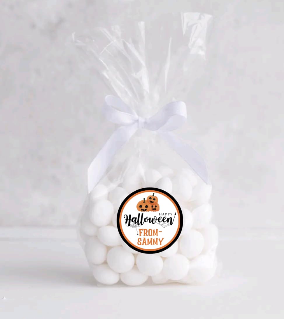 Personalized Customized Halloween Party Favor Thank You Stickers - Round Labels - Choose Your Size