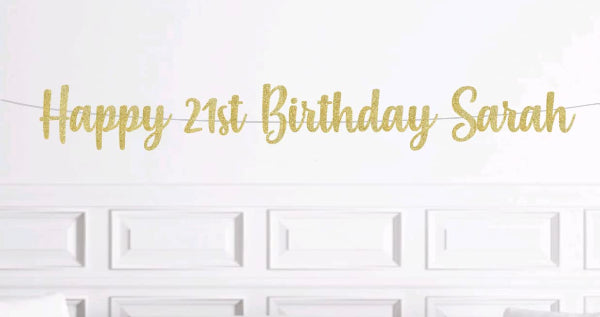 21st Birthday Banner, Custom Personalized 21st Birthday Decorations, Happy Twenty First Birthday Sign, 18 Colors to Choose From
