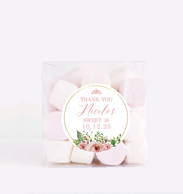 Personalized Sweet Sixteen Party Favor Stickers - Birthday Party Stickers - Sweet 16 - Thank you for celebrating with me stickers