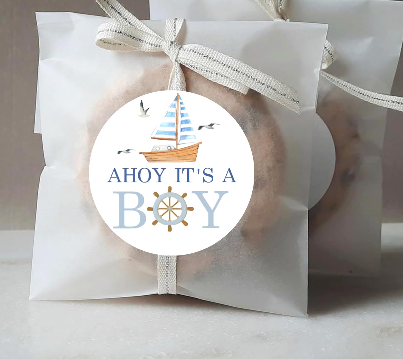AHOY Nautical Baby Shower -Sticker for Shower - Boy Baby Shower - Nautical baby shower labels - Ahoy its a BOY - Sailboat Sailor - nautical labels for favors