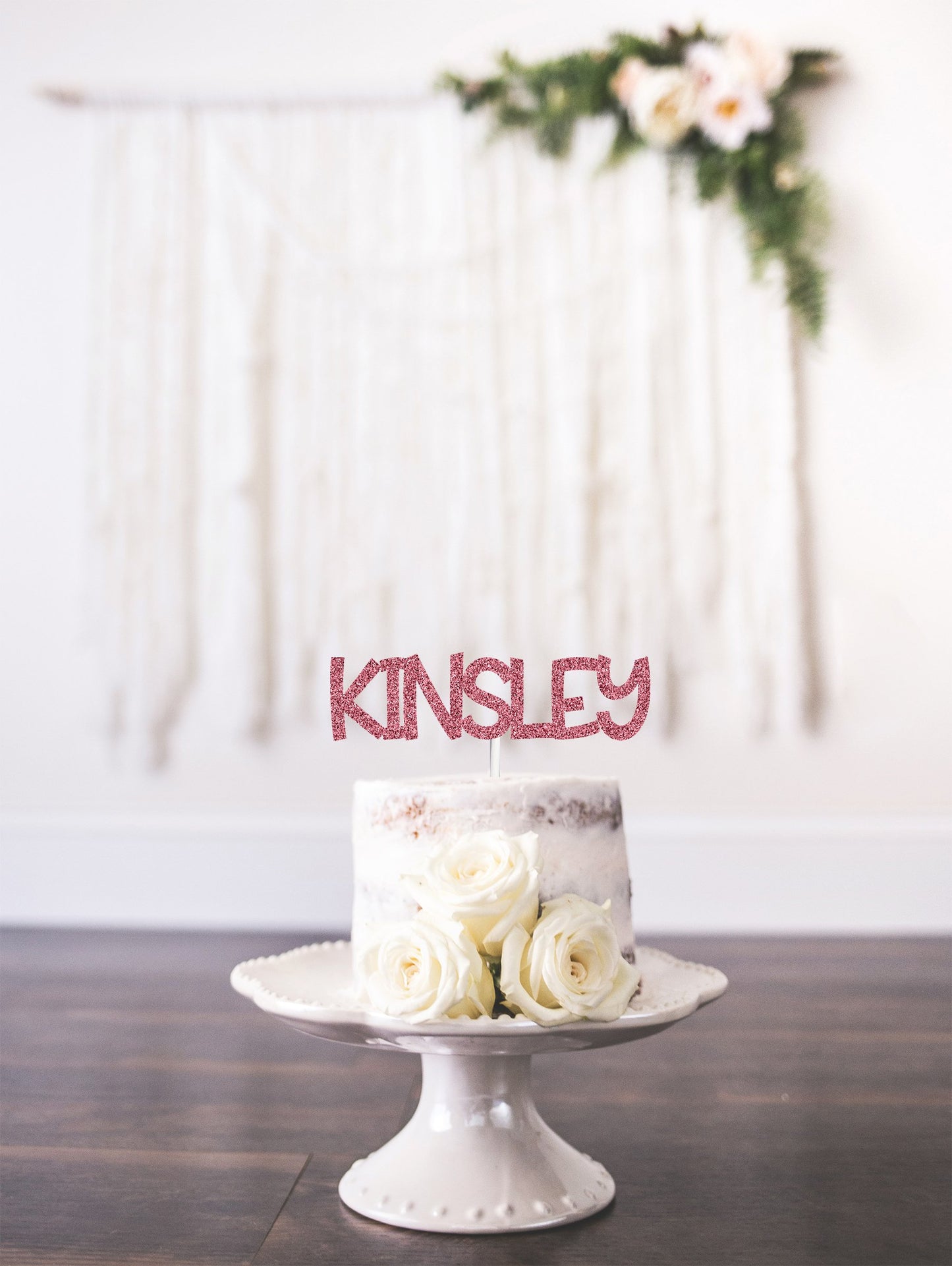 Custom Text Personalized Gold Glitter Cake Topper