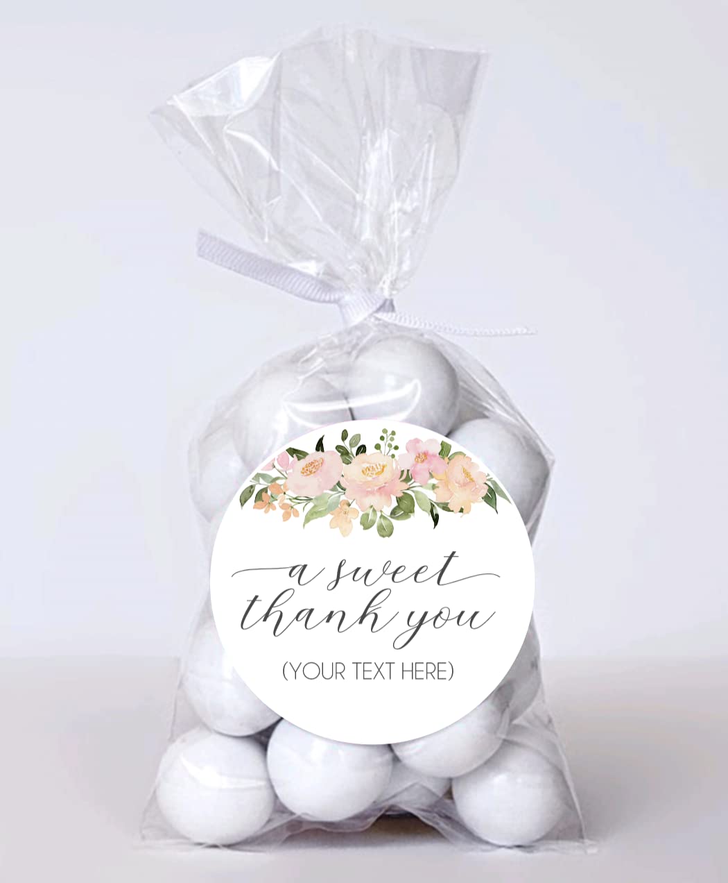 A sweet thank you personalized custom stickers, Thank you treat bag sticker, Floral thank you stickers