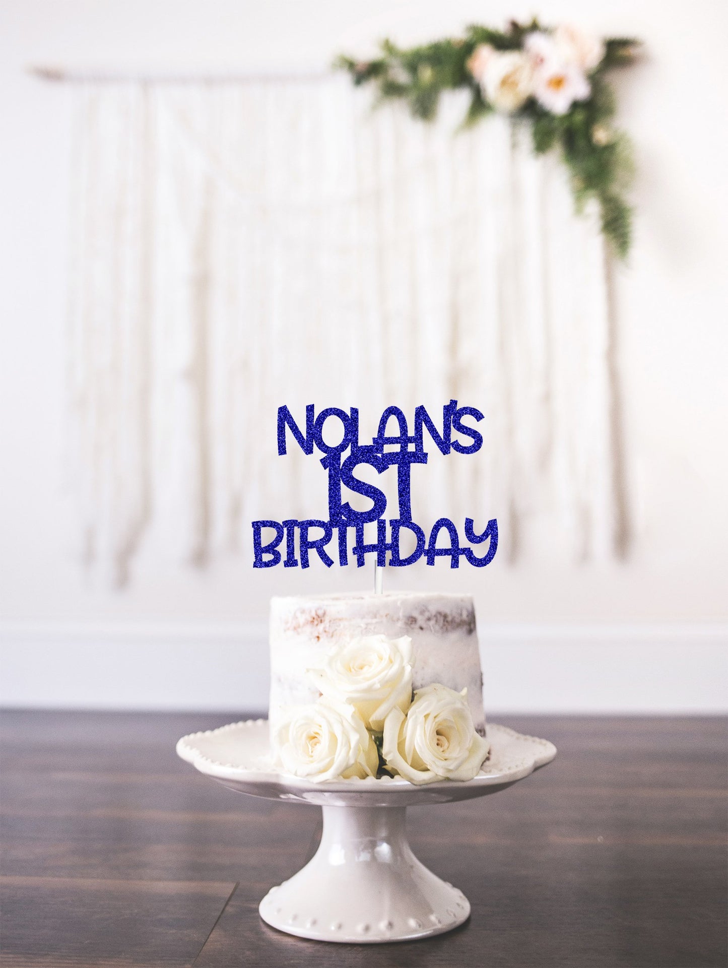 Custom Text Personalized Gold Glitter Cake Topper