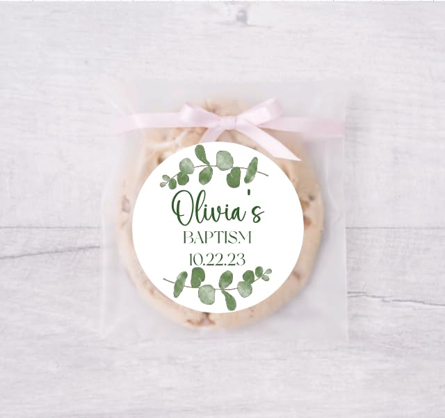 Greenery Personalized Custom Baptism Favor Sticker Labels