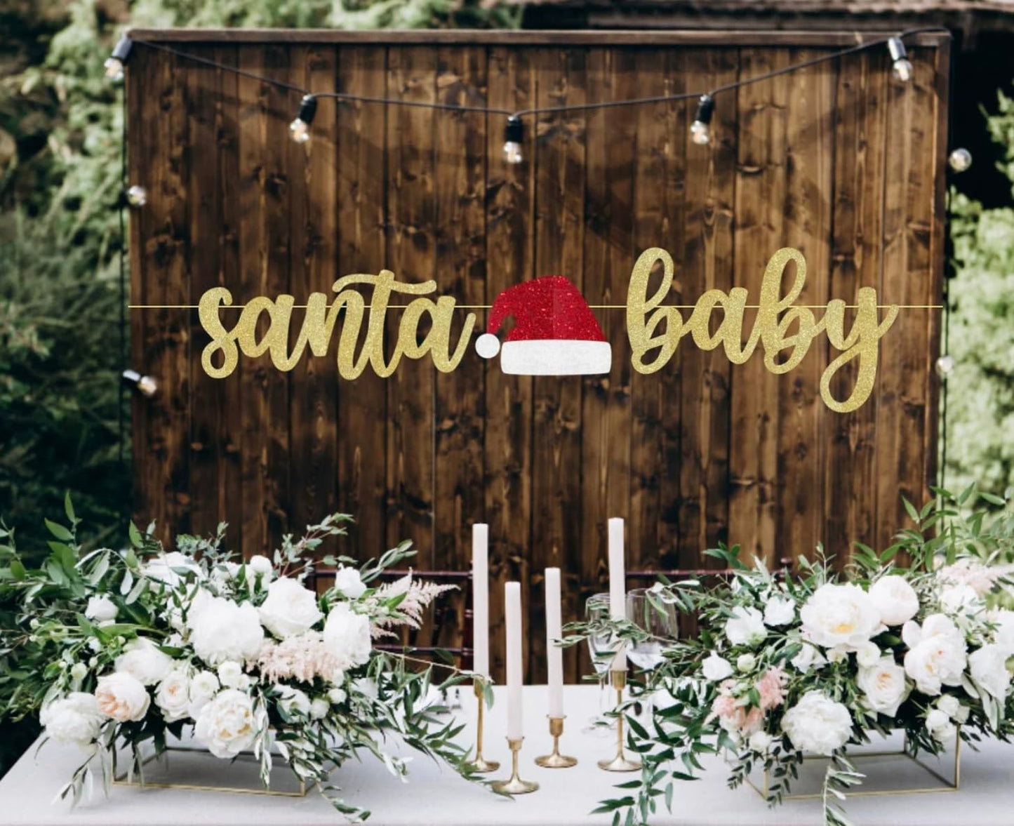 Santa Baby Birthday Gender Reveal Baby Shower Banner Sign