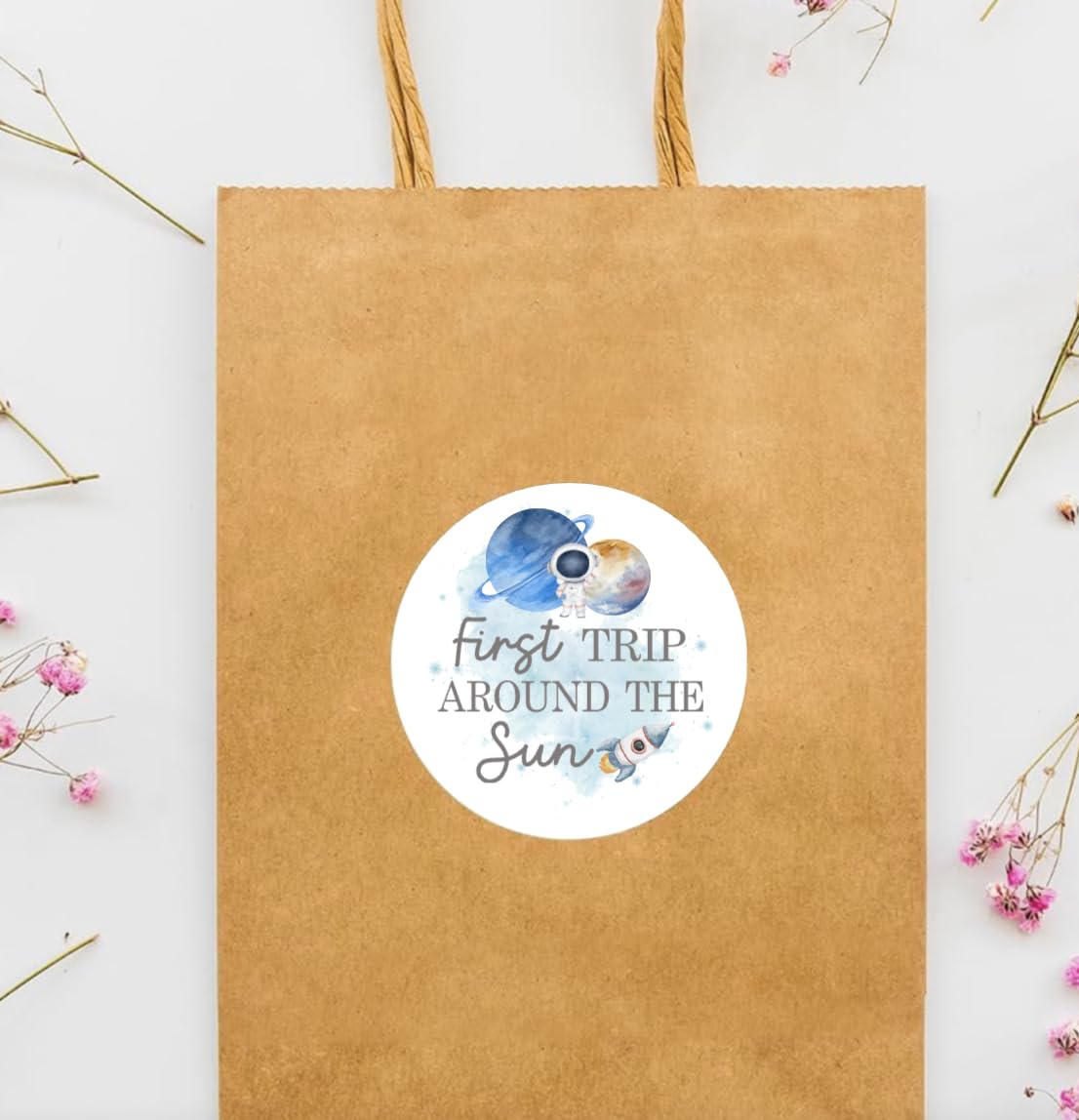 Personalized First Trip Around The Sun Theme Birthday Party Favor Labels, 1st Birthday Favor Labels