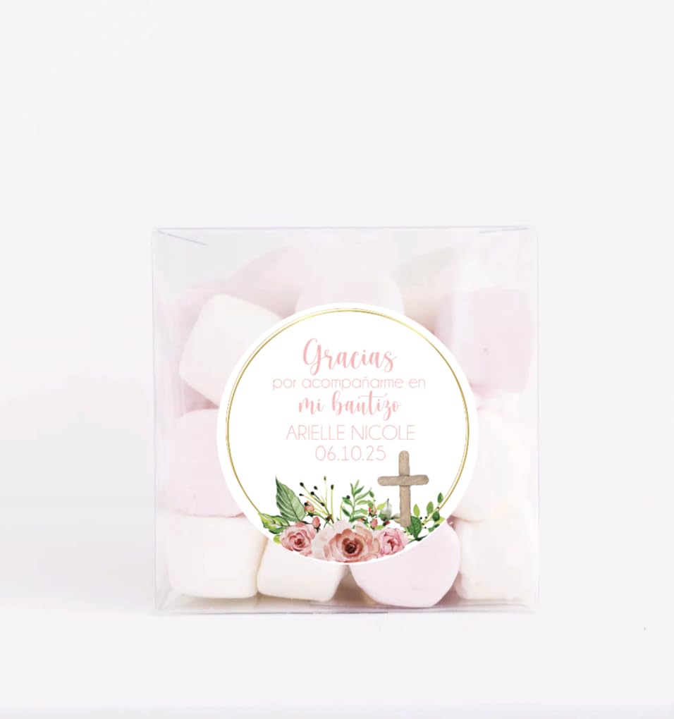 Gracias por celebrar las pegatinas de recuerdo de mi fiesta de bautismo, decoraciones de recuerdo de bautismo, bautismo rosa claro para niñas