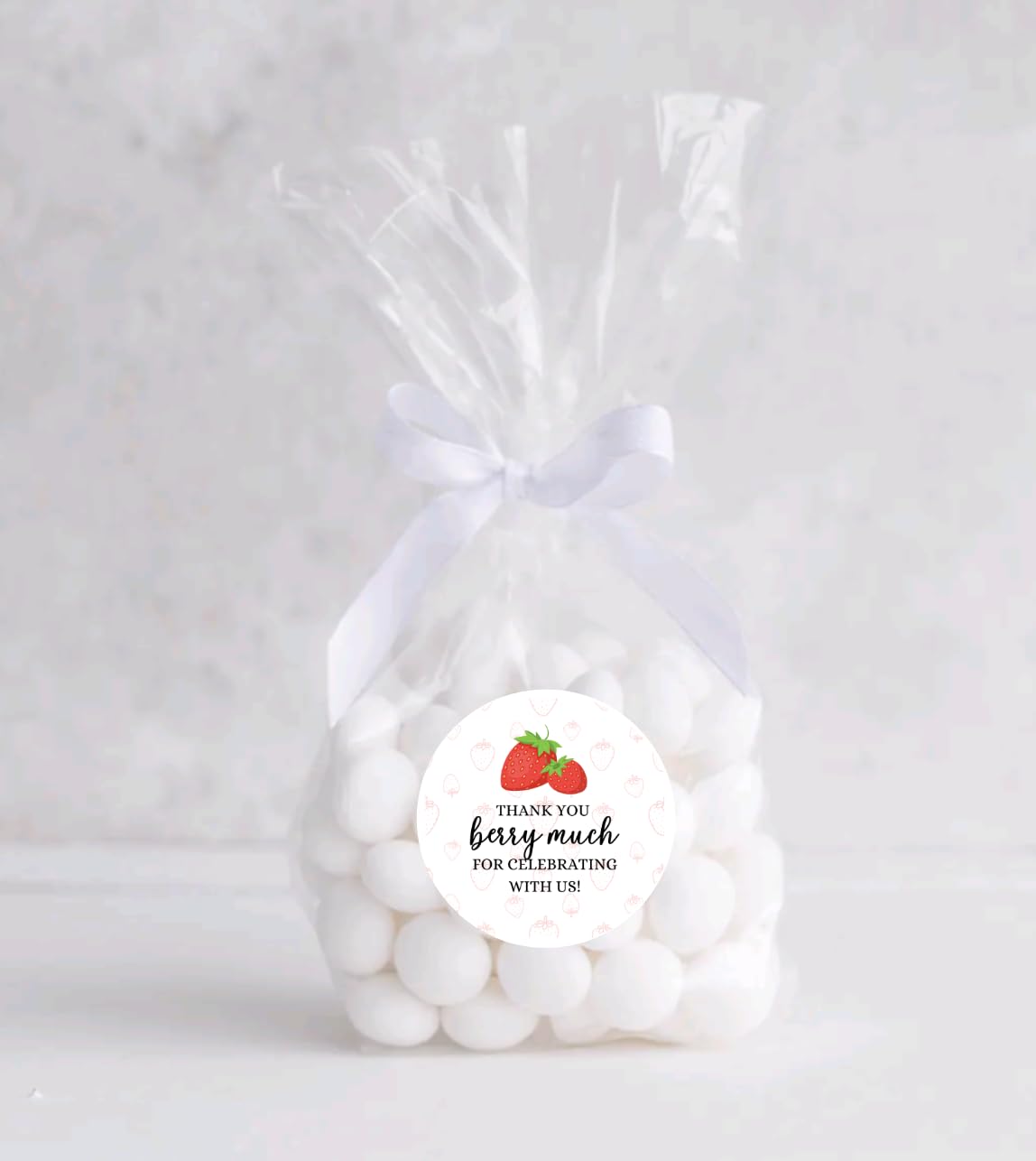 Round Strawberry Thank You Berry Much Favor Stickers