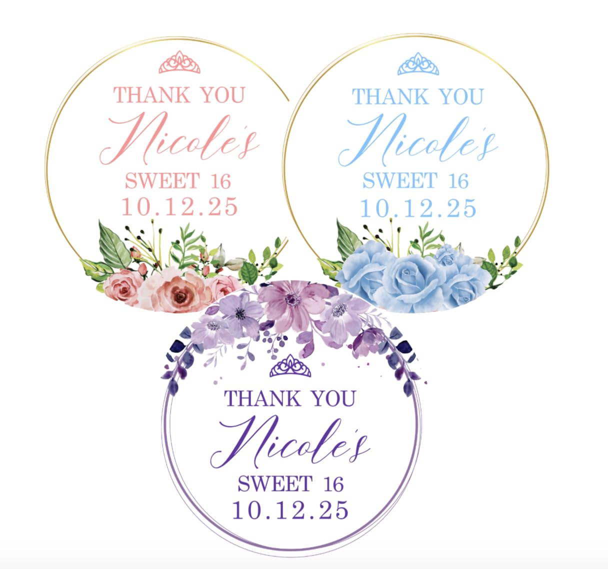 Personalized Sweet Sixteen Party Favor Stickers - Birthday Party Stickers - Sweet 16 - Thank you for celebrating with me stickers