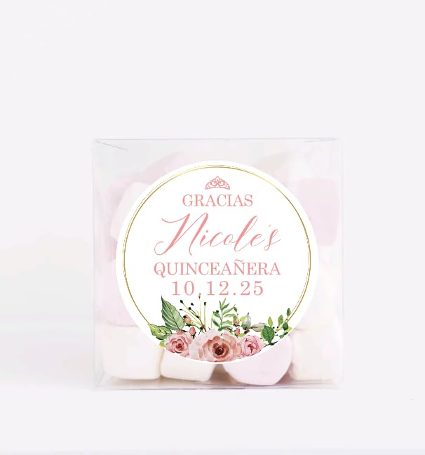Personalized Quinceañera Favor Stickers – Custom Name Thank You Labels for XV Party Favors
