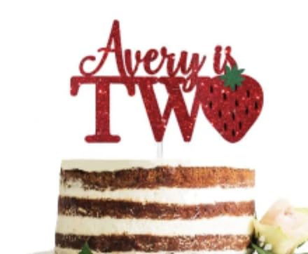 Custom Two Sweet Strawberry Cake Topper, Sweet To Be Two, Berry Sweet Cake Topper, Tutti Fruitti Cake Topper, Custom Name Strawberry Sign