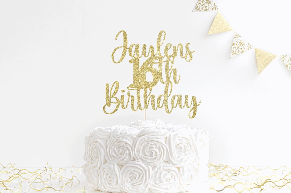 Personalized Name Sweet 16th Birthday Cake Topper, Custom Happy Sweet 16, Birthday Cake Topper, Sweet Sixteen, 16th Birthday Party, Sweet 16 Party Decorations