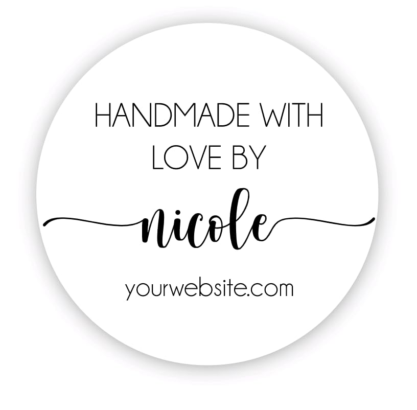 Personalized Round Small Business Sticker Labels, 120-Pack, Handmade Stickers for Packaging, Product Labels for Small Business, Business Thank You Stickers, Handmade With Love