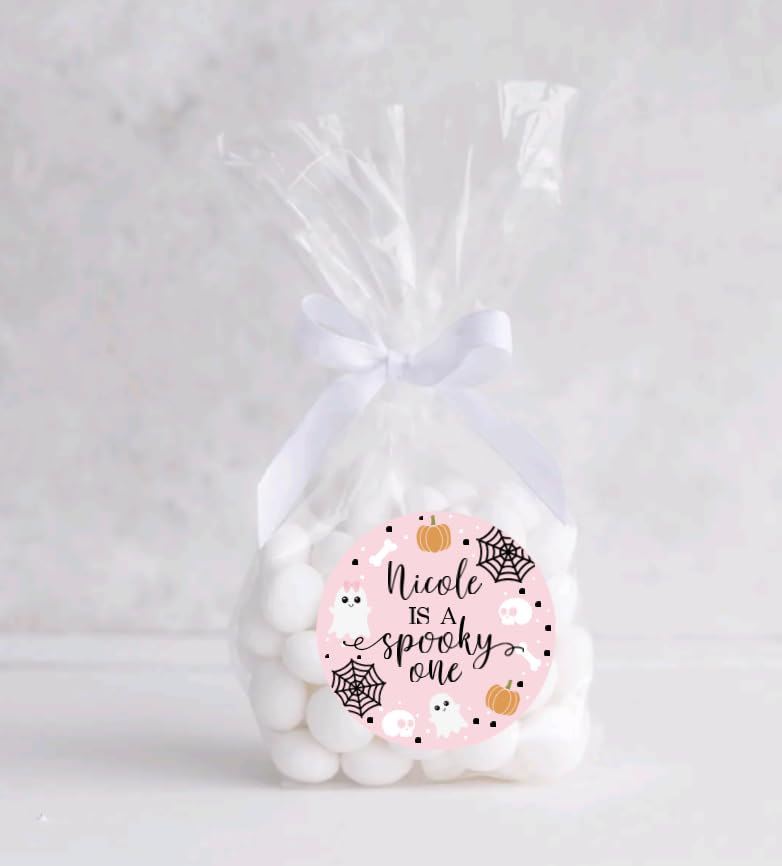 Spooky One 1st Birthday Thank You Favor Stickers - Custom Name - Halloween Birthday Labels