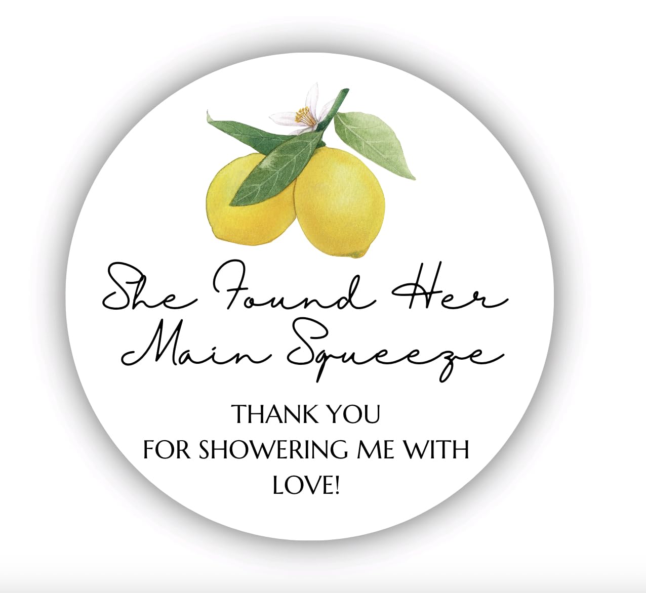 Lemon She Found Her Main Squeeze Thank You Stickers, Bridal Shower Party Sticker, Seals, Labels Deocrations