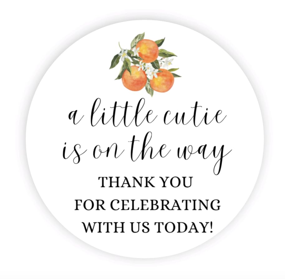 A Little Cutie Is On The Way Stickers - Baby Shower Stickers - Thank you for Celebrating With Us Today