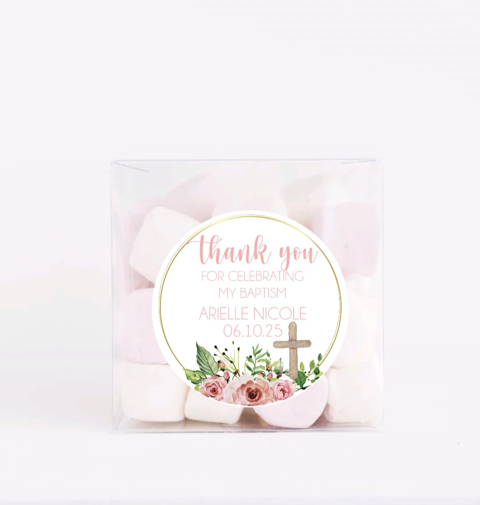 Cross Stickers God Bless Sticker Labels for Religious Baptism, Confirmation, Christening, First Communion, For Girls