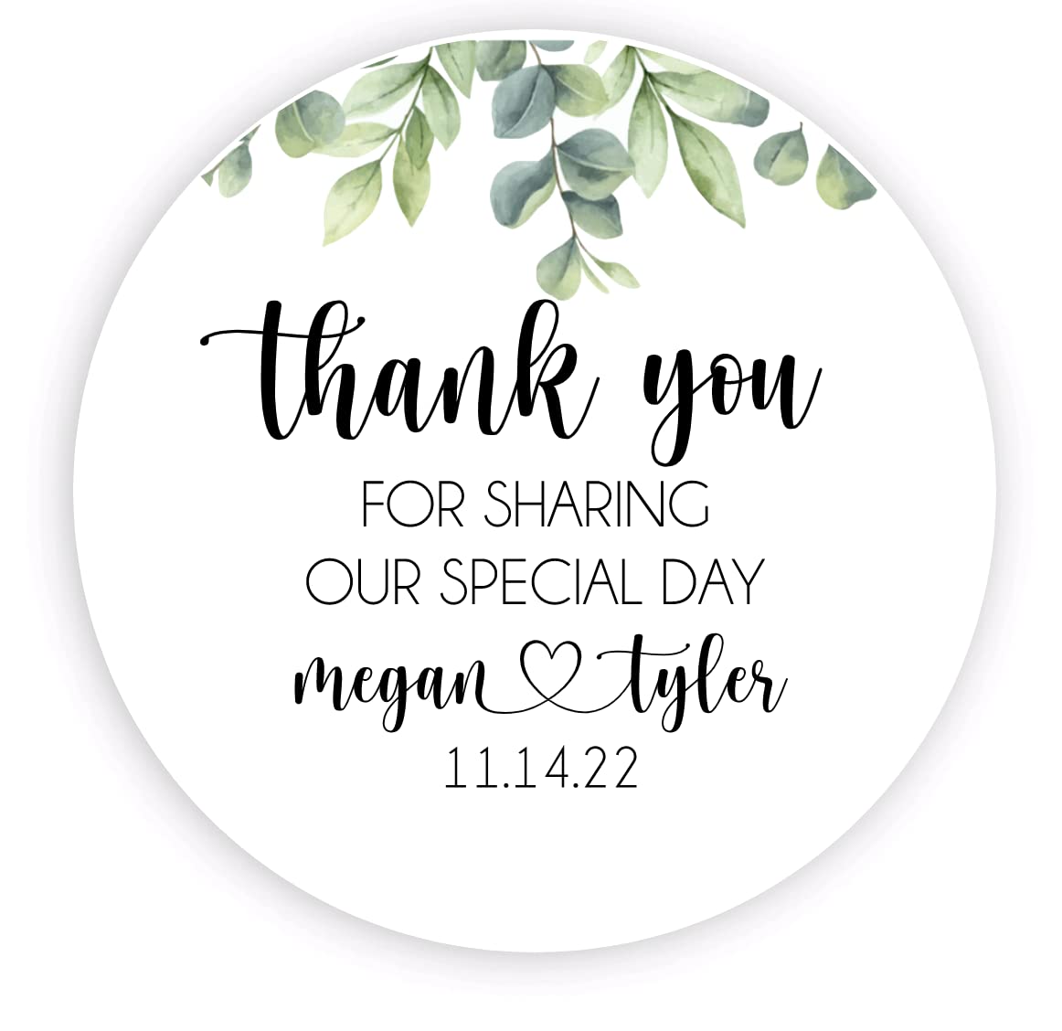 Greenery Wedding Stickers for Welcome Bags, Wedding Favor Stickers, Woodland Greenery Themed Party, Custom Thank You Stickers