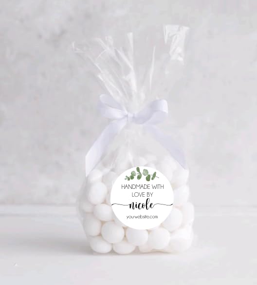 Personalized Handmade With Love Thank You Stickers, Custom Thank You for Your Order Stickers, Self Adhesive Round Labels for Small Business Packaging