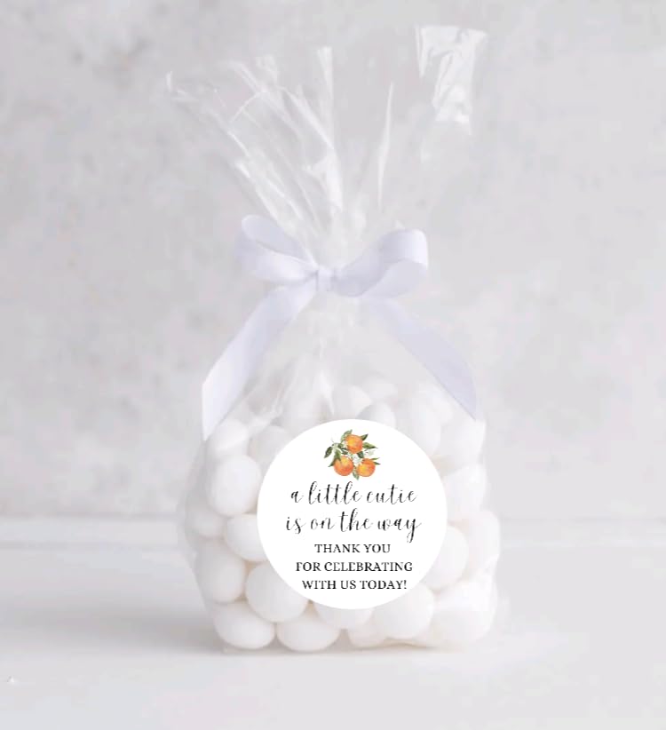 A Little Cutie Is On The Way Stickers - Baby Shower Stickers - Thank you for Celebrating With Us Today