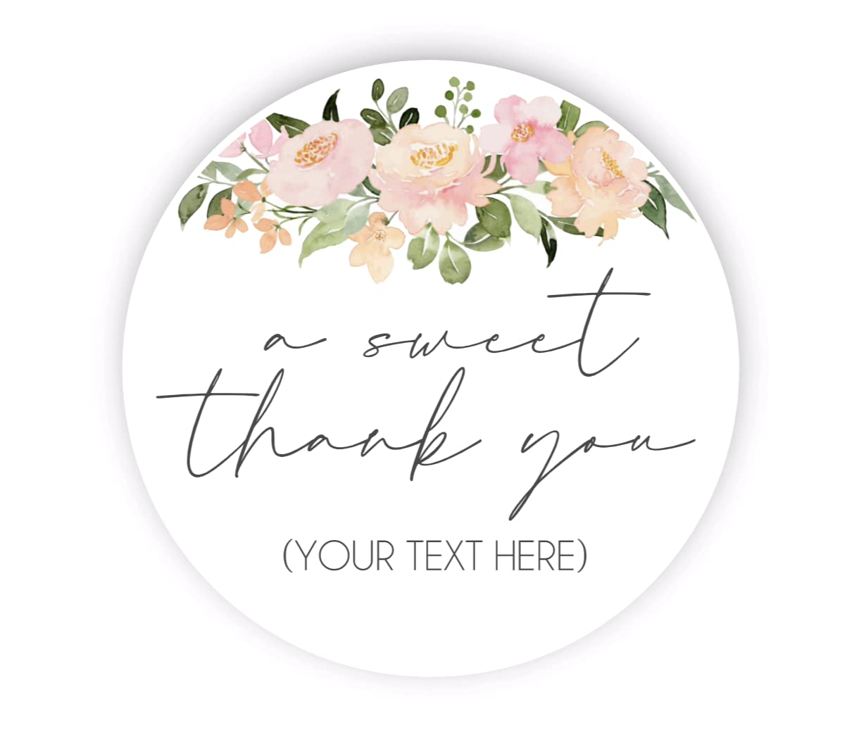 A sweet thank you personalized custom stickers, Thank you treat bag sticker, Floral thank you stickers