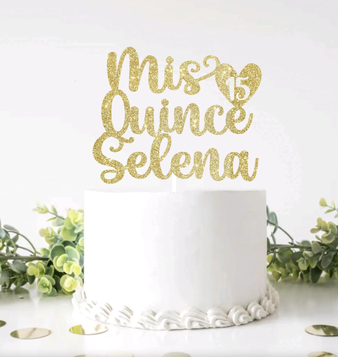 Personalized Mis Quince Quinceañera Cake Topper 15th Birthday 18 Colors to choose from
