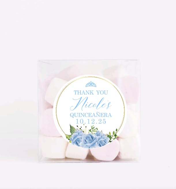 Personalized Round Circle Quinceañera Labels, Mis Quince Años Sticker Labels with Custom Name for Quince Favors Invitations XV, 15th Birthday, Quinceanera Decorations