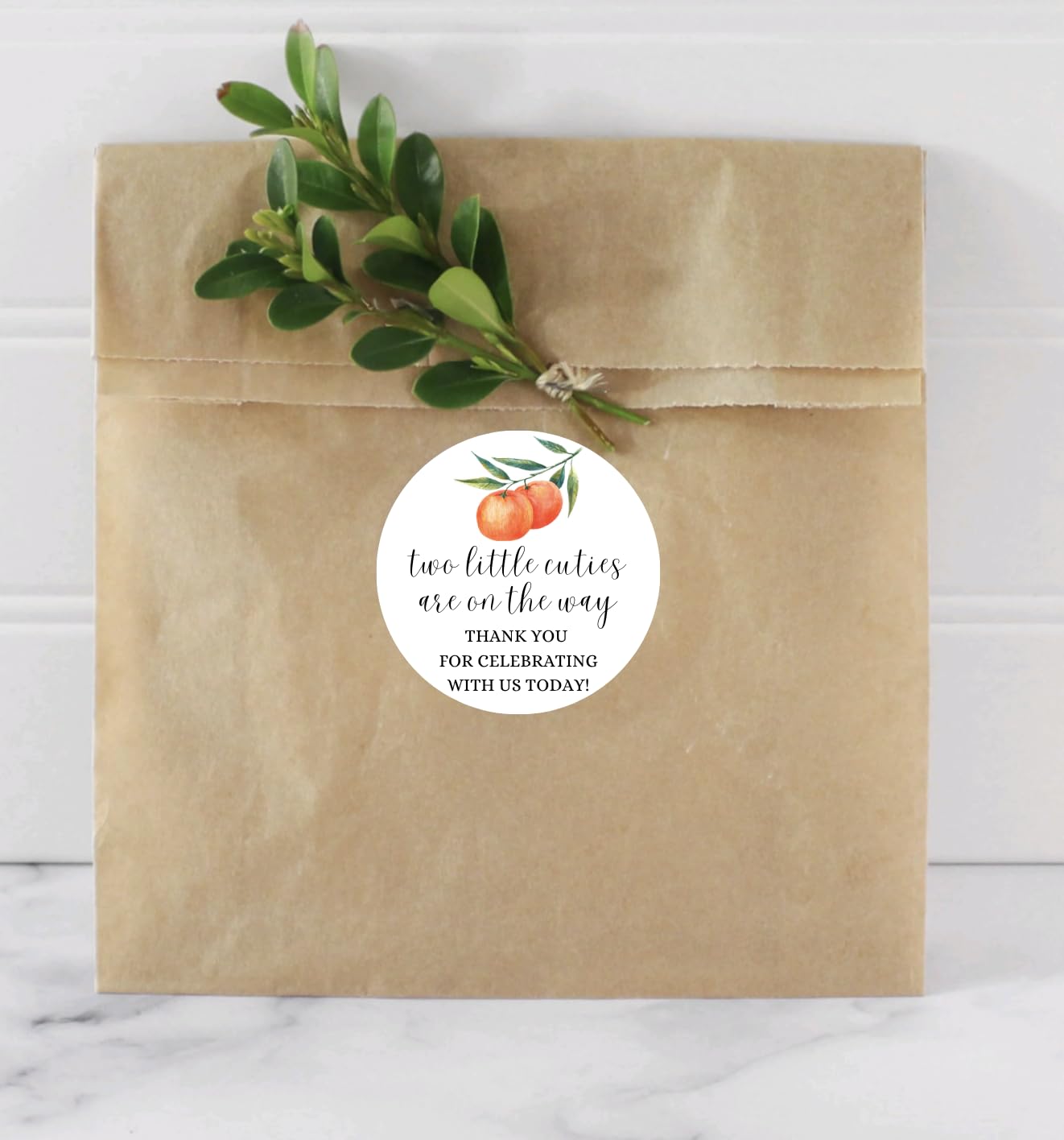 two little cuties are on the way Stickers - Baby Shower Stickers - Thank you for Celebrating With Us Today