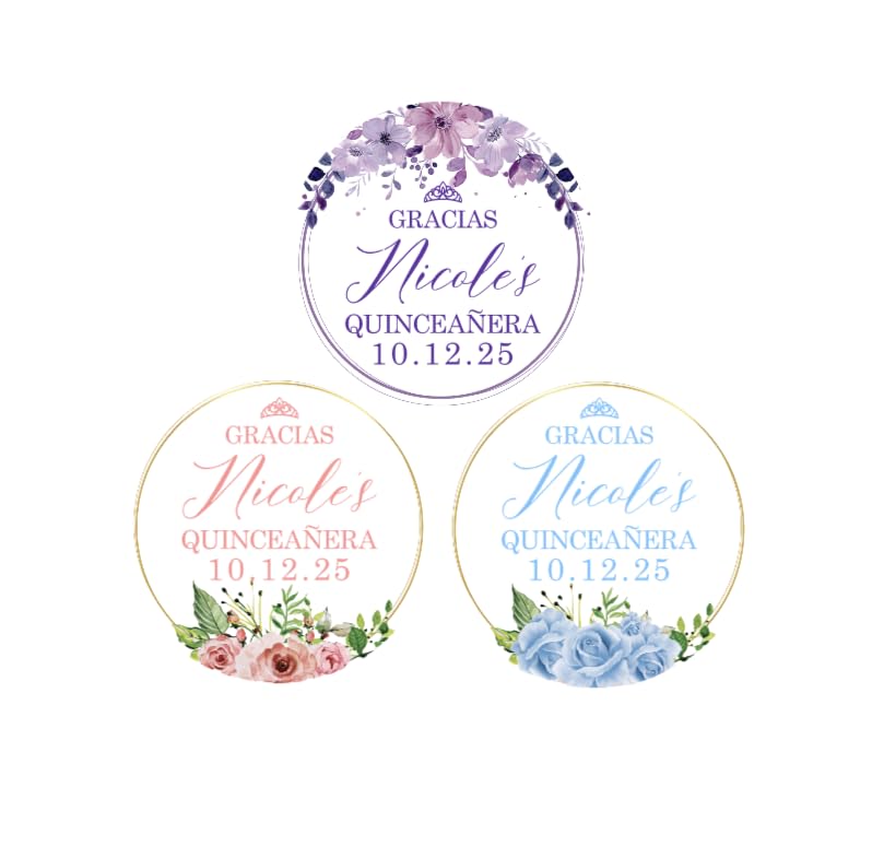 Personalized Quinceañera Favor Stickers – Custom Name Thank You Labels for XV Party Favors