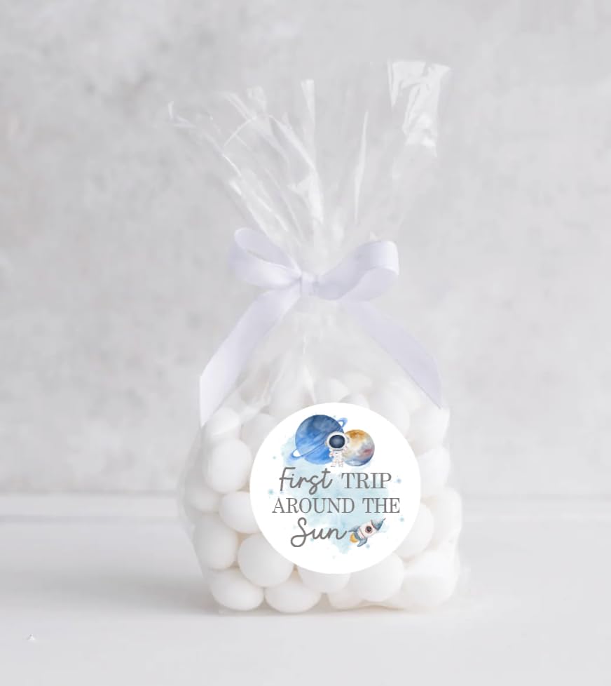 Personalized First Trip Around The Sun Theme Birthday Party Favor Labels, 1st Birthday Favor Labels