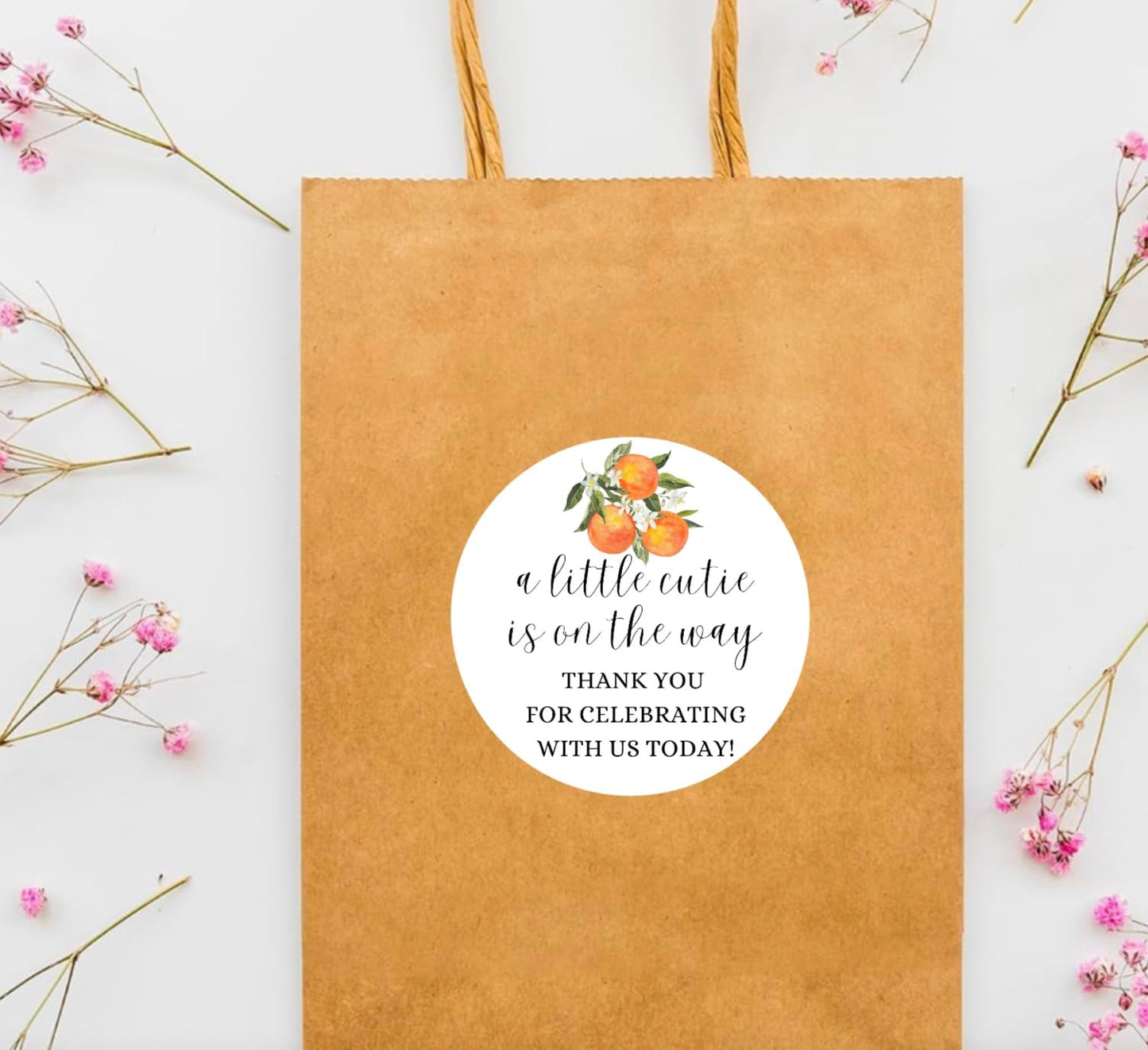 A Little Cutie Is On The Way Stickers - Baby Shower Stickers - Thank you for Celebrating With Us Today