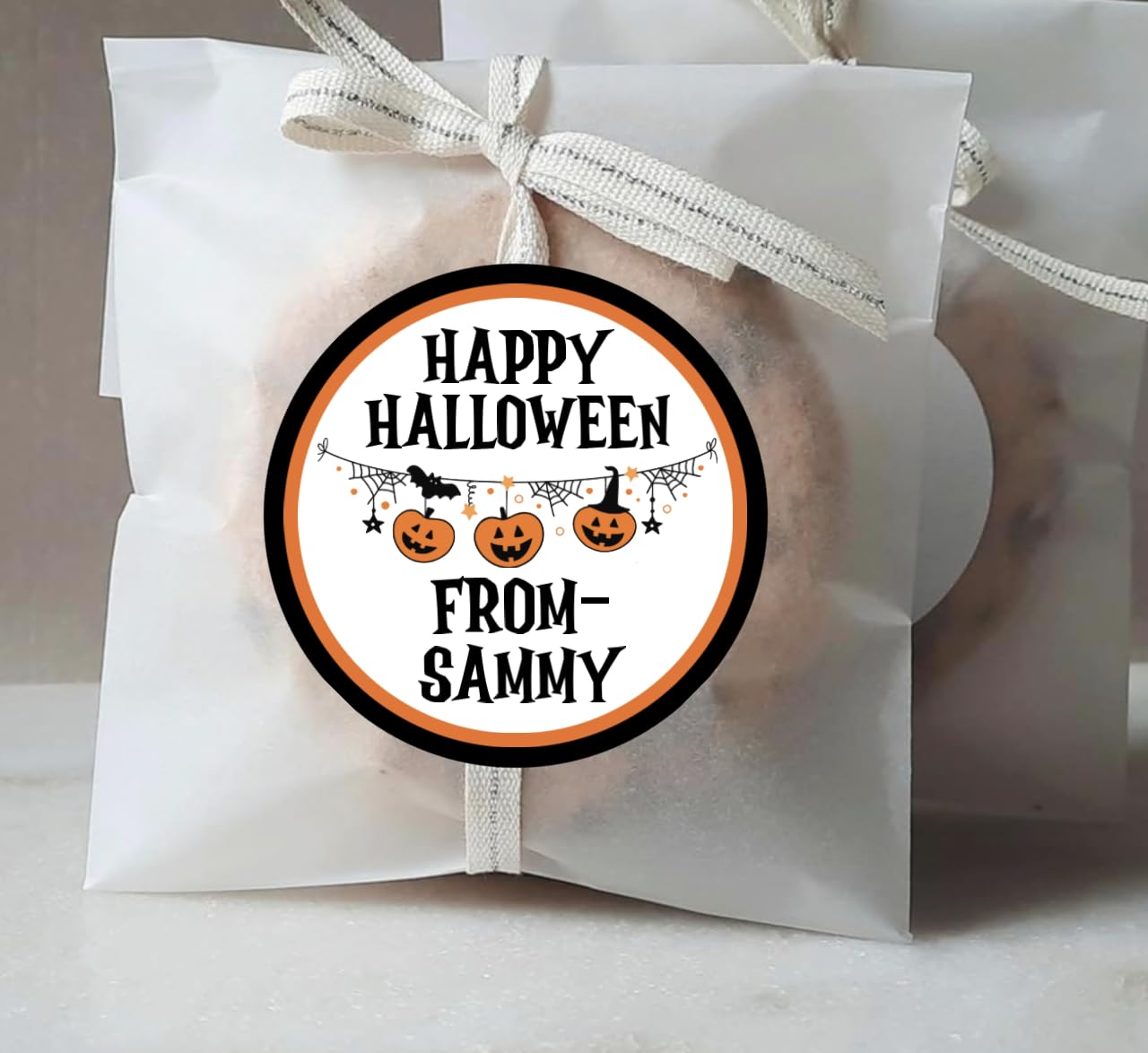 Personalized Customized Halloween Party Favor Thank You Stickers - Round Labels - Choose Your Size