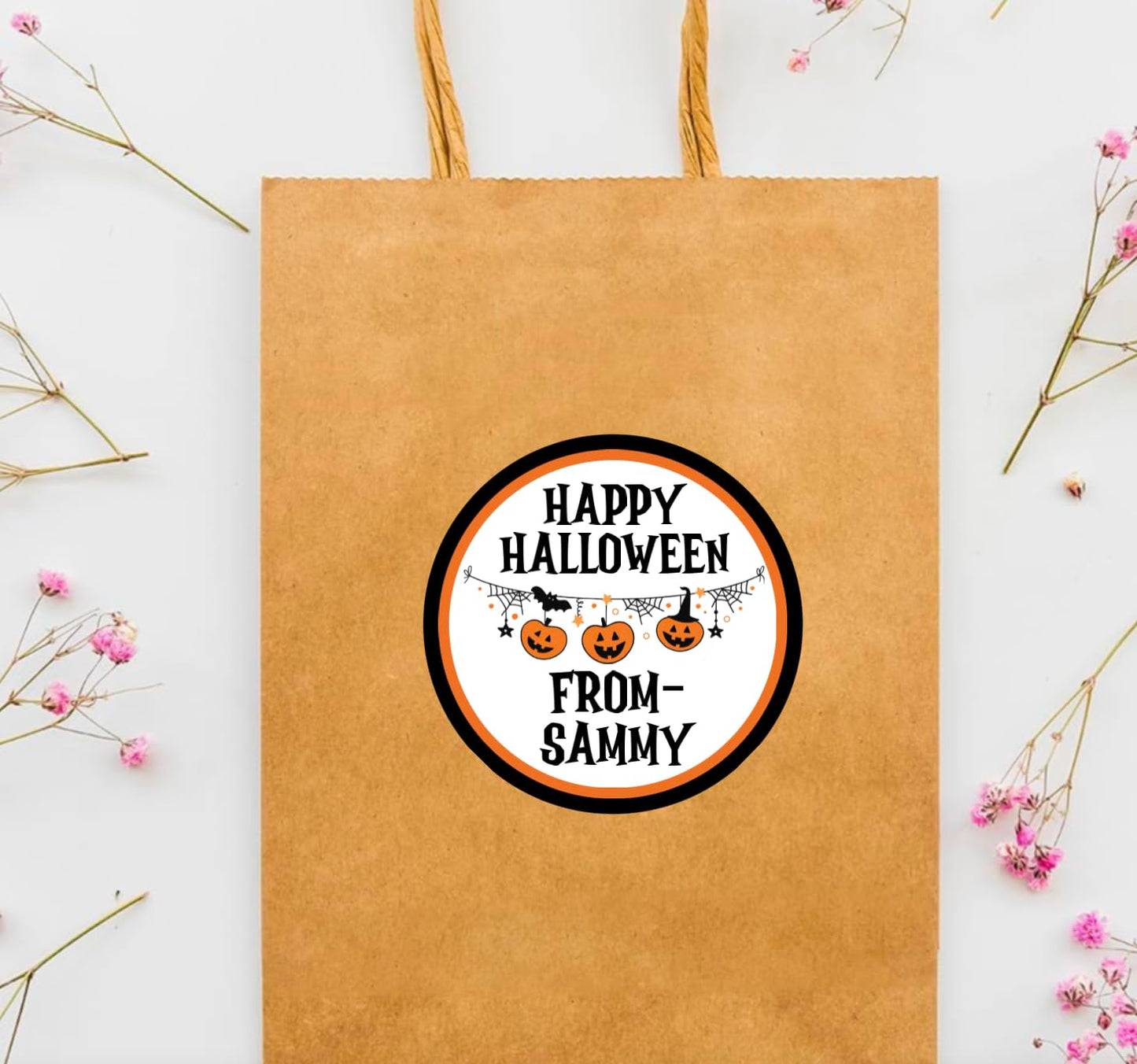 Personalized Customized Halloween Party Favor Thank You Stickers - Round Labels - Choose Your Size
