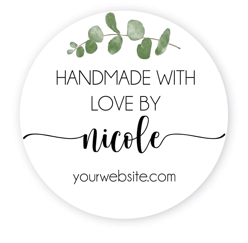 Personalized Handmade With Love Thank You Stickers, Custom Thank You for Your Order Stickers, Self Adhesive Round Labels for Small Business Packaging