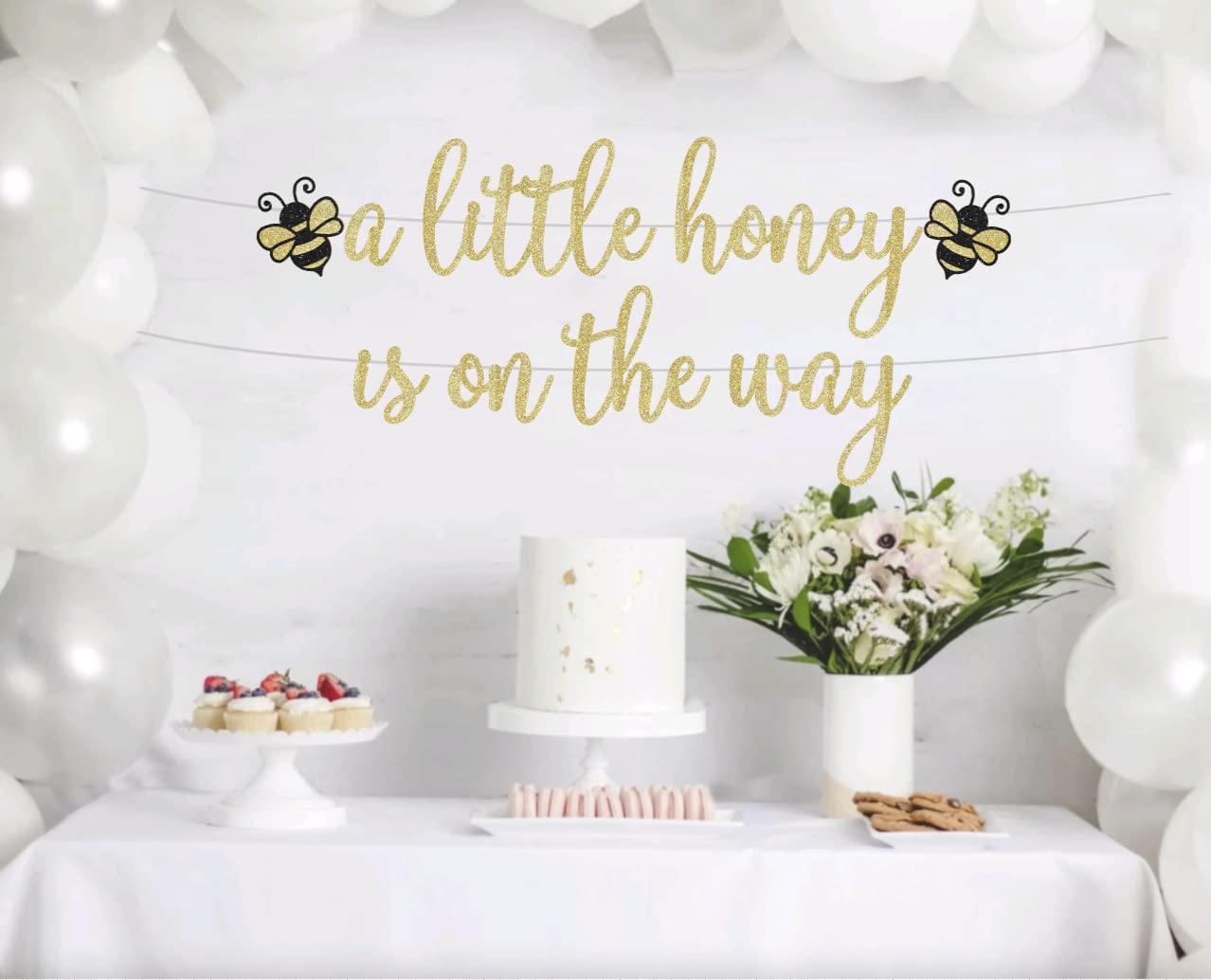 A little Honey is On The Way Banner, Little Honey Bee Baby Shower Banner,Bee Theme Baby Shower Decorations, Glitter Bee Baby Shower Banner