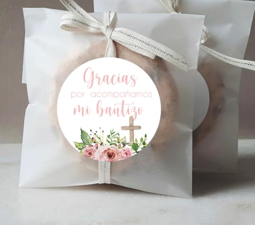 Mi Bautizo Gracias Por Acompañarnos Favor Stickers - Spanish Baptism Stickers - Souvenir Labels