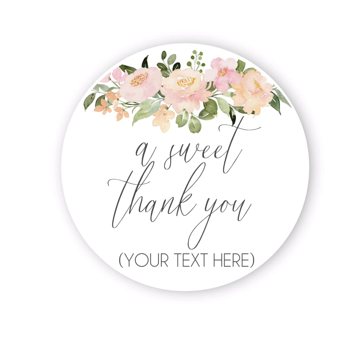 A sweet thank you personalized custom stickers, Thank you treat bag sticker, Floral thank you stickers