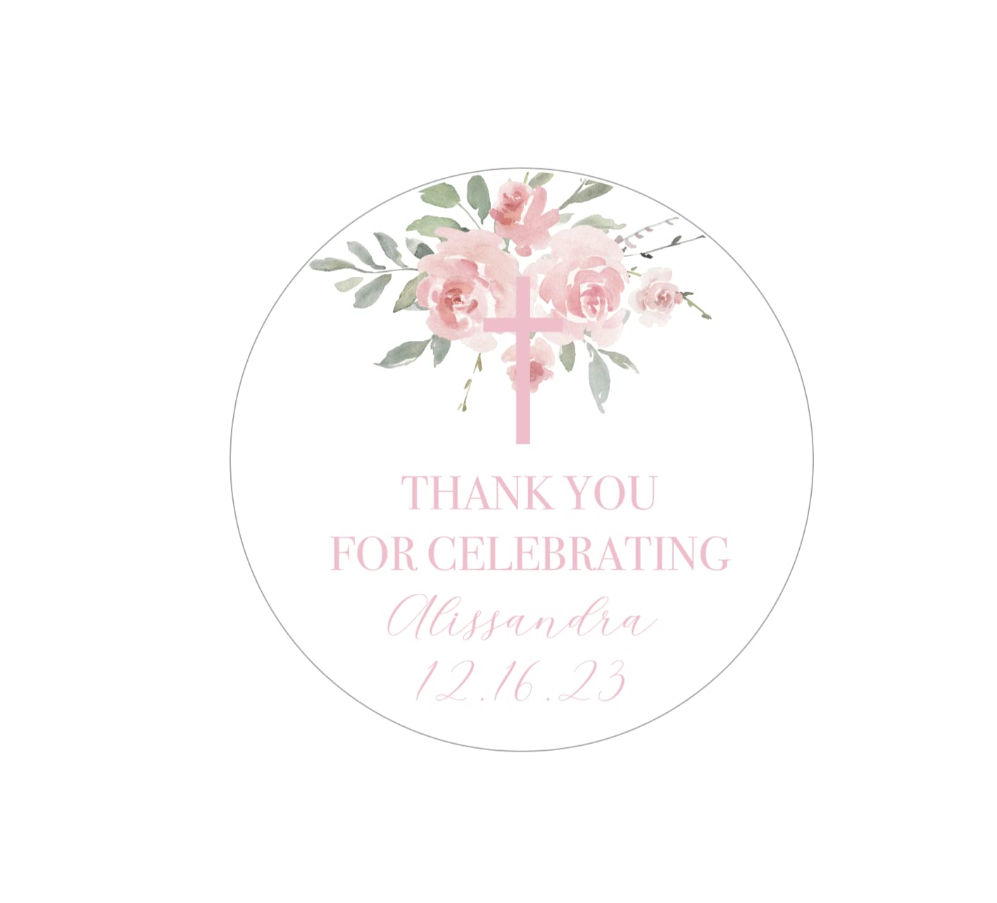 Light Pink Personalized Custom Baptism Christening Favor Sticker Labels God Bless