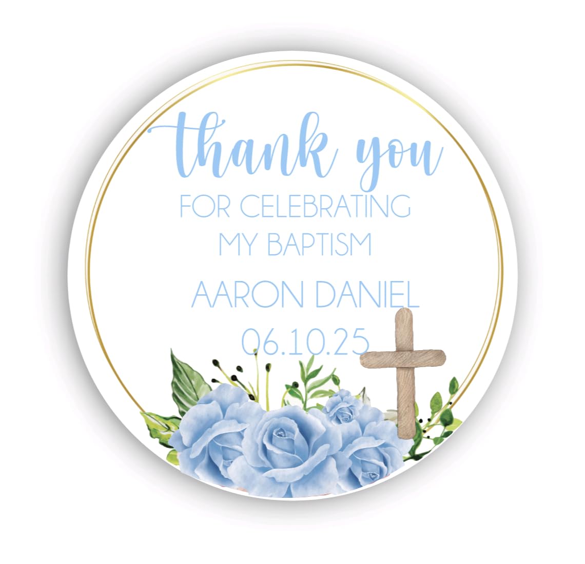 Floral Cross Stickers God Bless Sticker Labels for Religious Baptism, Confirmation, Christening, First Communion For Boys