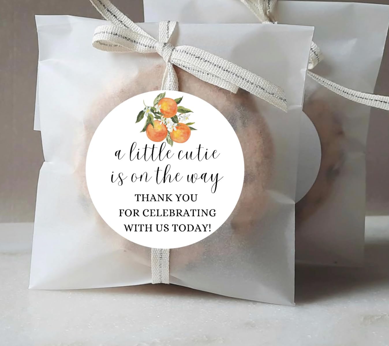 A Little Cutie Is On The Way Stickers - Baby Shower Stickers - Thank you for Celebrating With Us Today