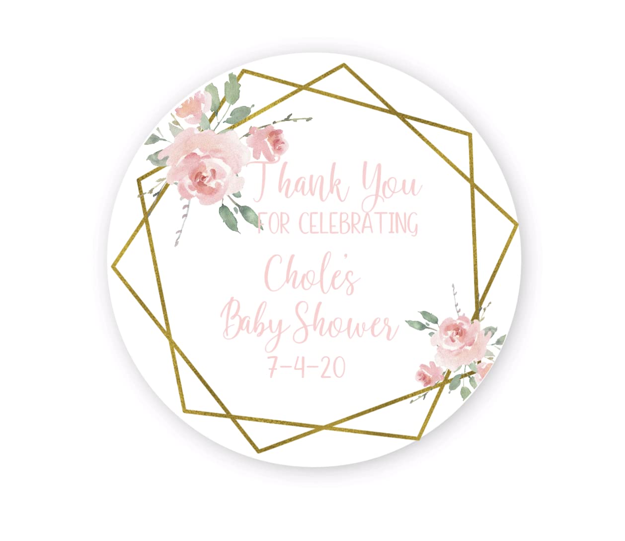 Custom Floral Baby Shower Stickers, Thank You for Coming Favor Stickers, Personalized Stickers