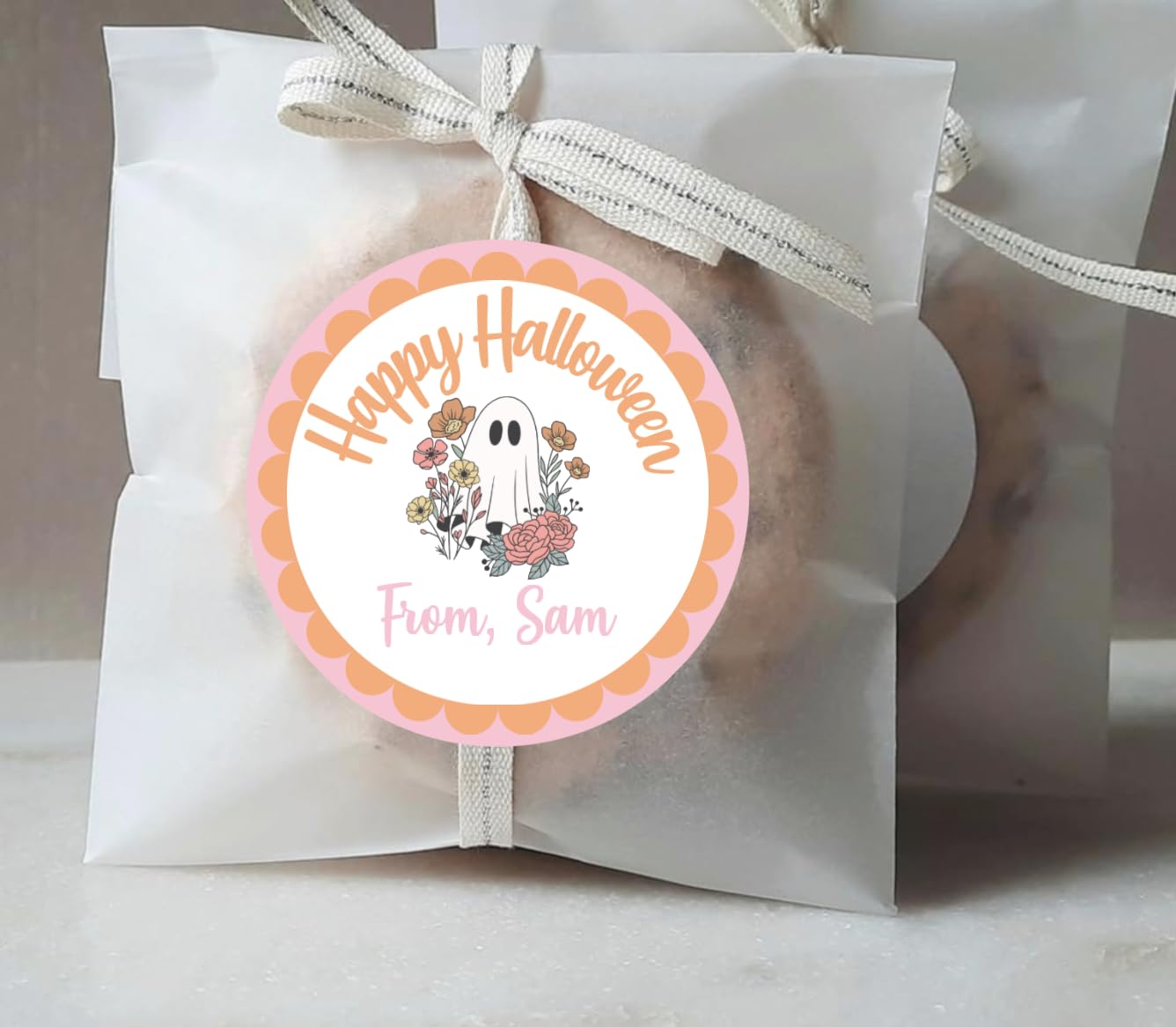 Personalized Customized Halloween Party Favor Thank You Stickers - Round Labels - Choose Your Size