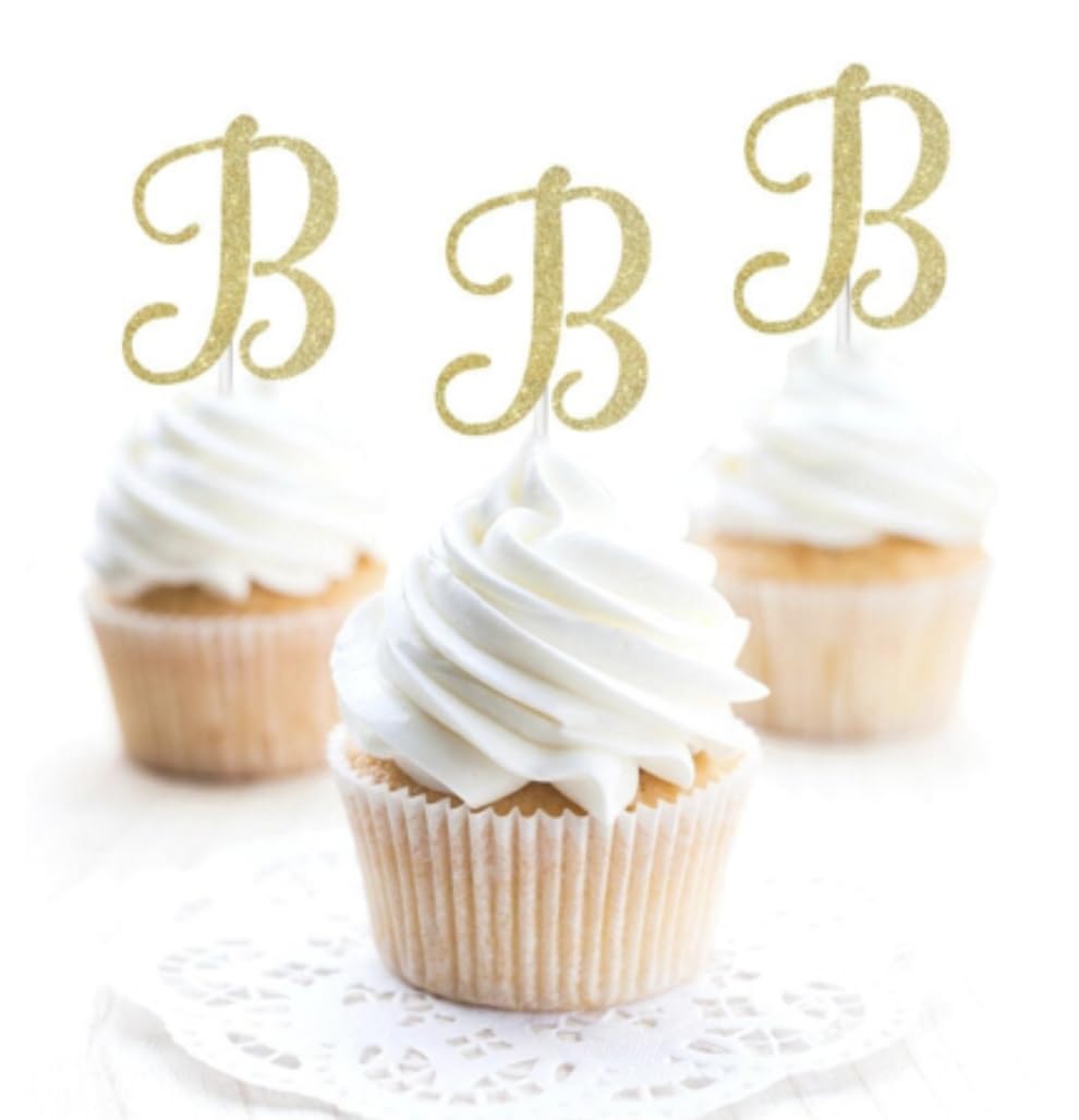 Monogram Wedding Inital Glitter Cupcake Topper