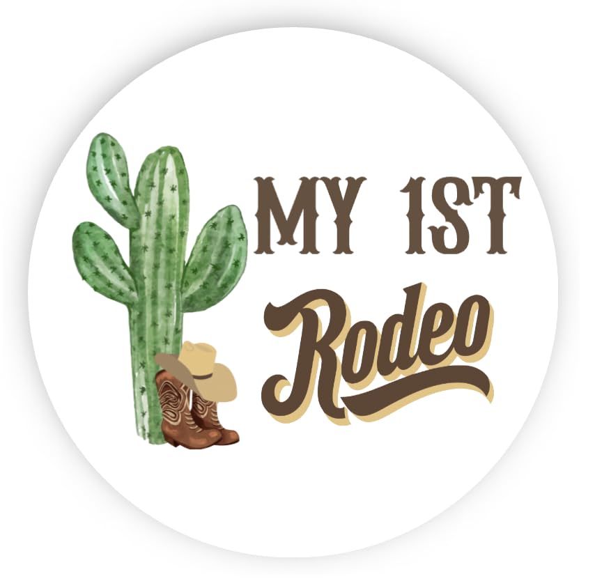 My First Rodeo - Little Cowboy 1st Birthday Party Favor Circle Sticker Labels