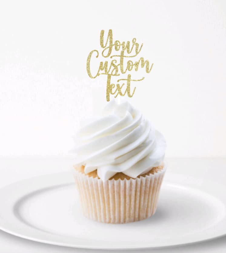 Custom Script Cupcake Toppers, Personalized Glitter Toppers, Birthday, Wedding, Bridal Shower, Holiday, Engagement, Graduation
