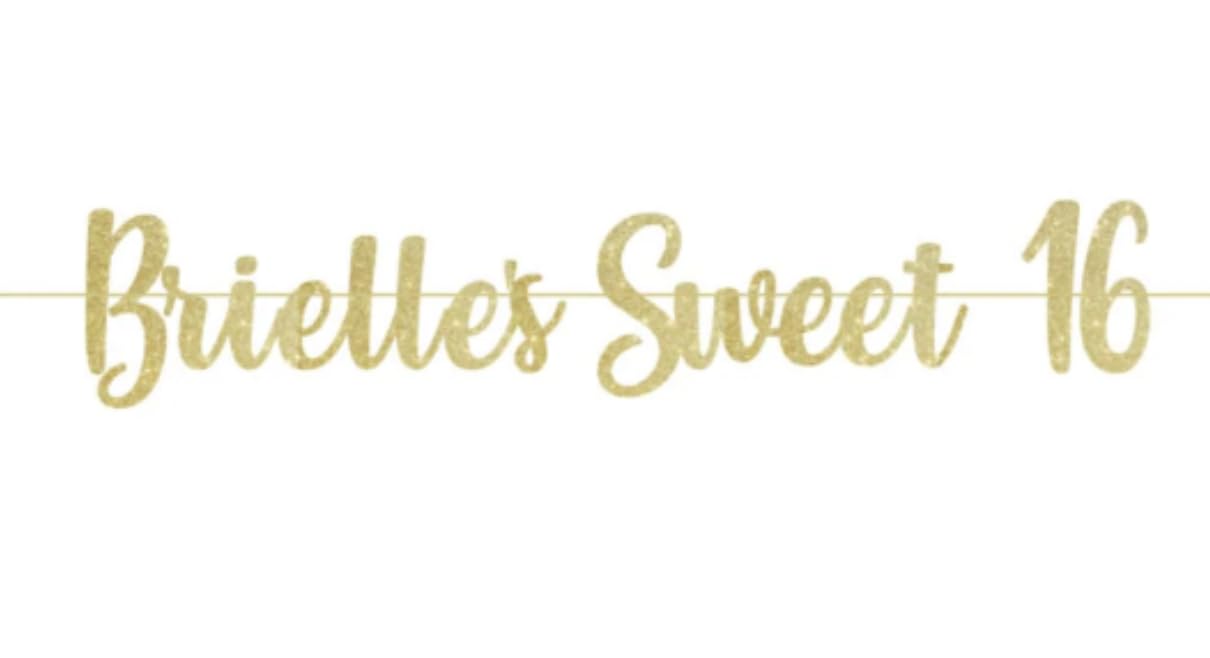 Sweet 16 Banner, Personalized Name Sweet 16 Glitter Banner, Sweet 16 Sign, Sweet 16 Party Decorations, 18 Different Colors