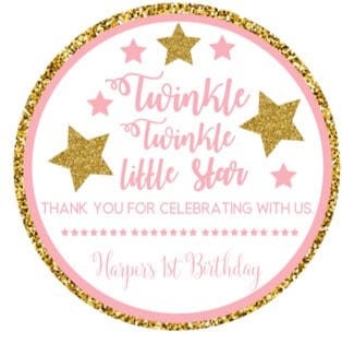 Twinkle twinkle little star stickers, twinkle twinkle little star thank you stickers, baby shower, birthday, gender reveal, personalized