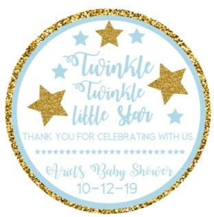 Twinkle twinkle little star stickers, twinkle twinkle little star thank you stickers, baby shower, birthday, gender reveal, personalized