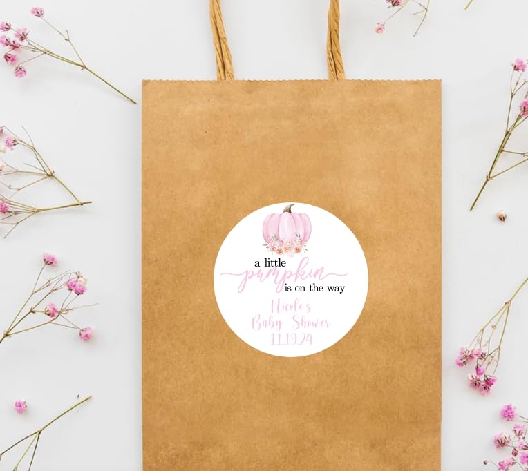 Personalized A Little Pumpkin Thank You Favor Stickers, Baby Shower, Gender Reveal